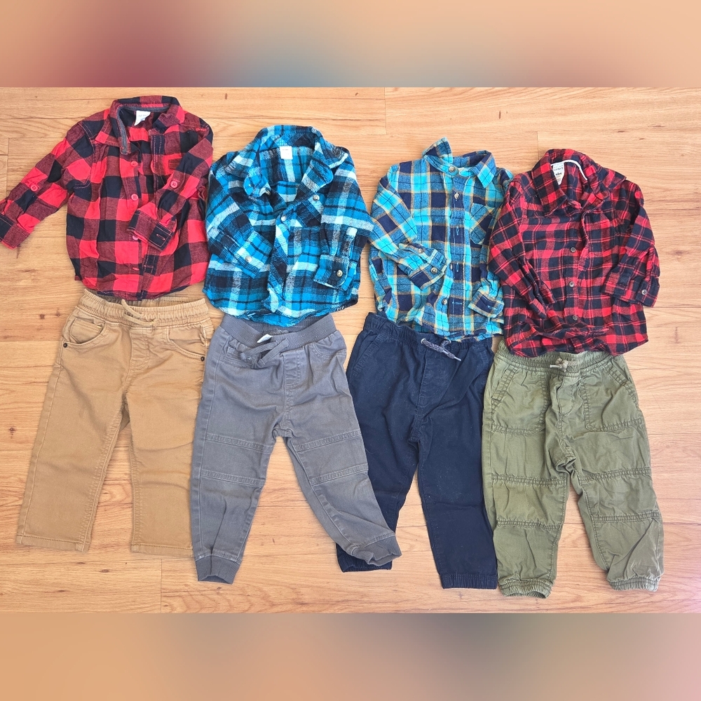 OshKosh B'gosh Red & Blue Plaid Button-Down Shirt Bundle